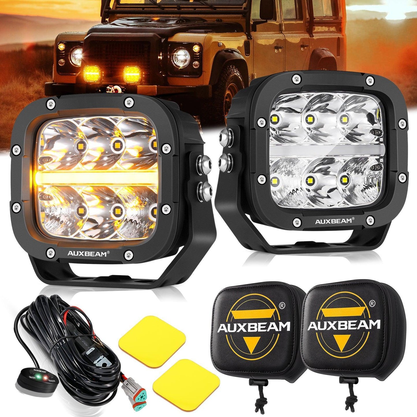 XP-ULTRA série 5 Inch 132W 15600LM blanc/orange LED Pods Driving Light avec orange DRL – vue 44