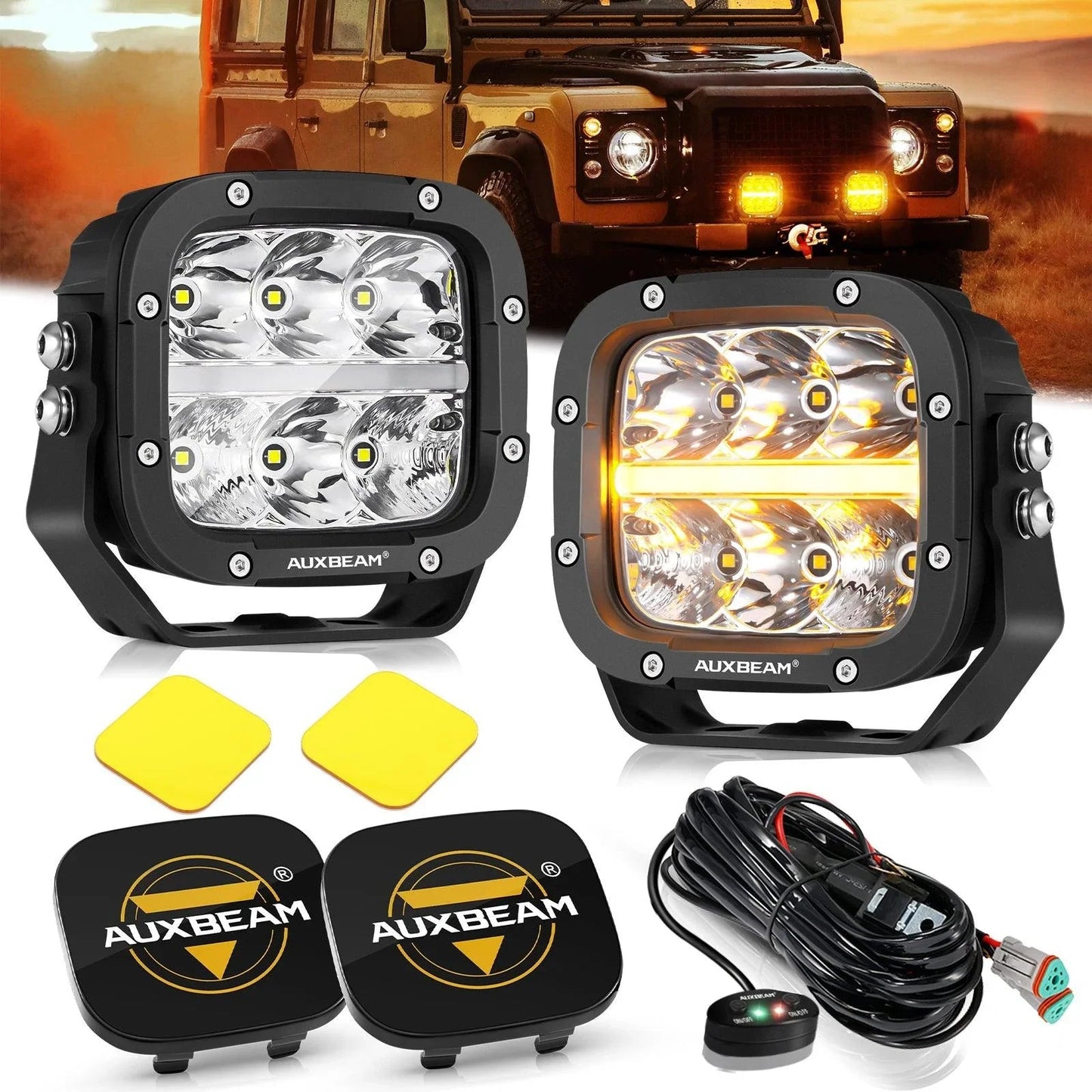 XP-ULTRA série 5 Inch 132W 15600LM blanc/orange LED Pods Driving Light avec orange DRL – vue 45