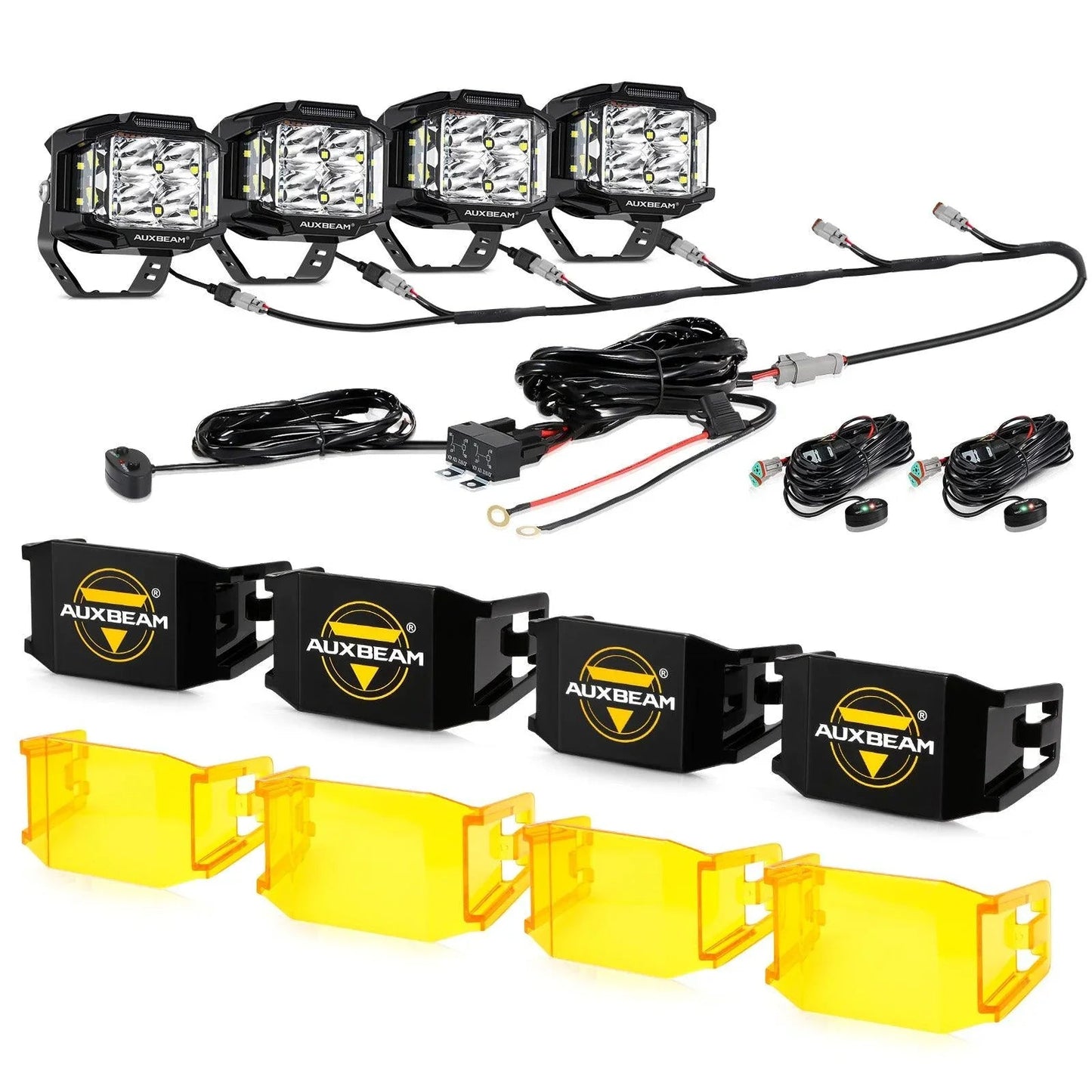 V-MAX série | 4 Inch 92W 8960LM faisceau combiné Side Shooter LED Square Pod Lights avec orange DRL – vue 16