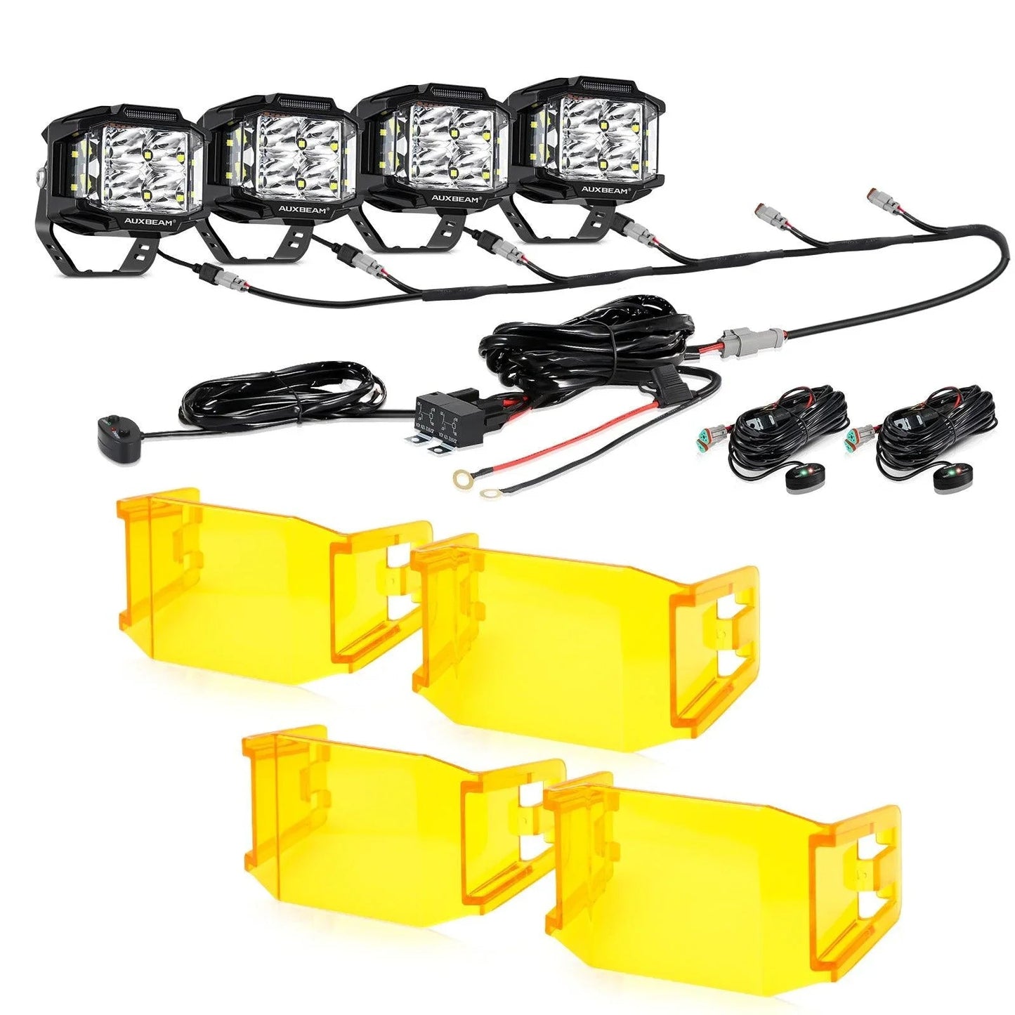 V-MAX série | 4 Inch 92W 8960LM faisceau combiné Side Shooter LED Square Pod Lights avec orange DRL – vue 18