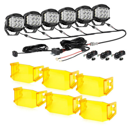 V-MAX série | 5″ 168 W 16 440 lm faisceau combiné éclairage latéral LED rond projecteurs LED compacts avec orange DRL – vue