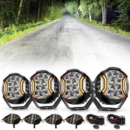 V-ULTRA série | 5″ 172 W éclairage LED latéral blanc projecteurs LED compacts avec orange DRL – vue 14 – NOVADOMIO