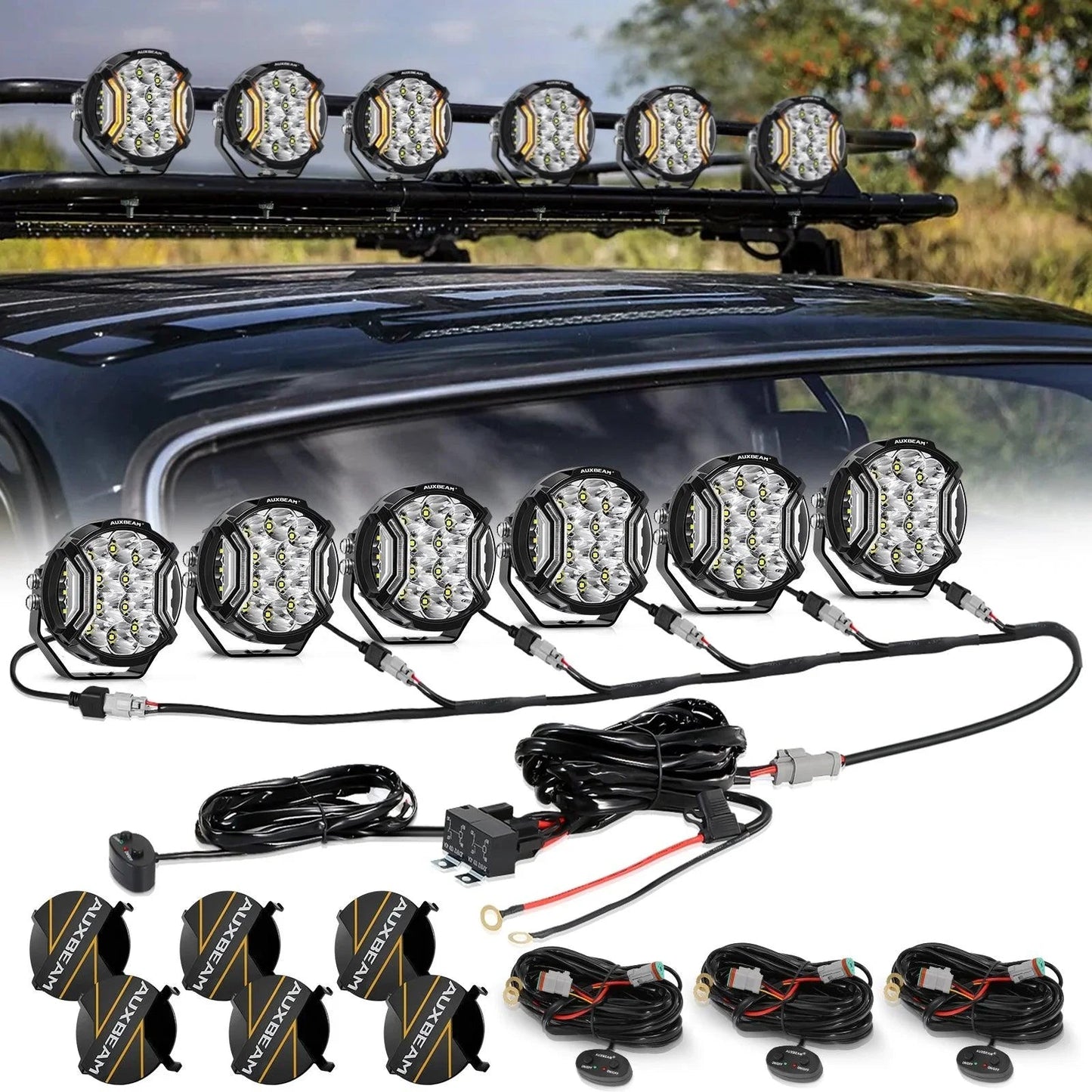 V-ULTRA série | 5 Inch 172W LED Side Shooter blanc Pod Lights avec orange DRL – vue 13