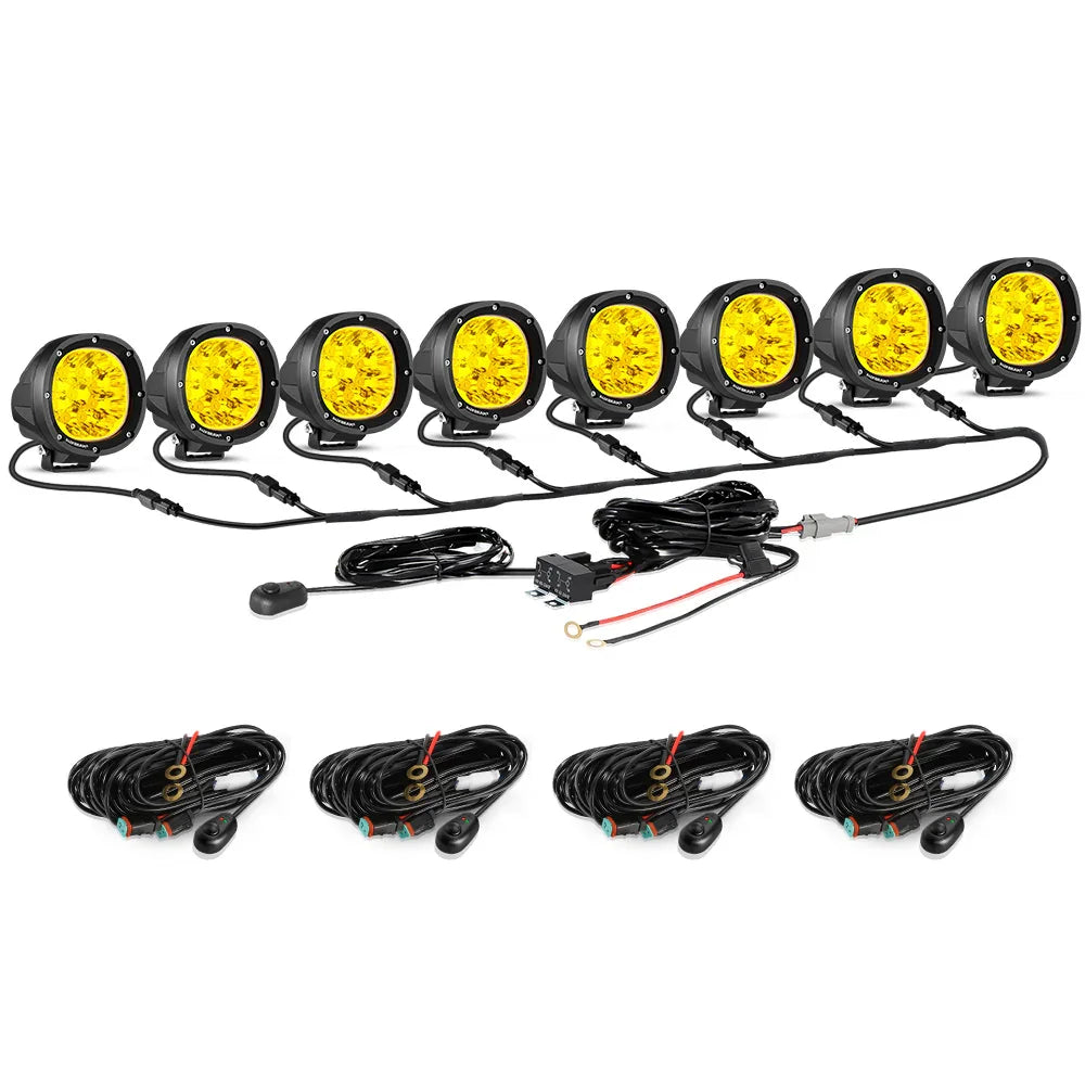 P4 série | 4 Inch 90W Round LED Driving Lights Spot orange Pod Lights – vue 21
