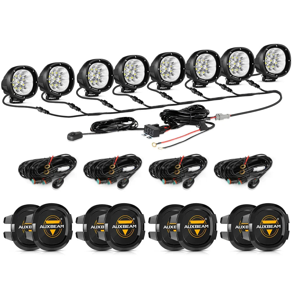 P4 série | 4 Inch 90W 9000LM Round LED Driving Lights Flood blanc Pod Lights – vue 21