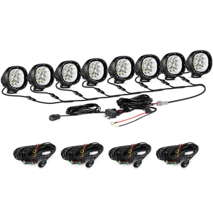 P4 série | 4″ 90 W 9 000 lm rond LED feux longue portée Flood blanc projecteurs LED compacts – vue 22 – NOVADOMIO