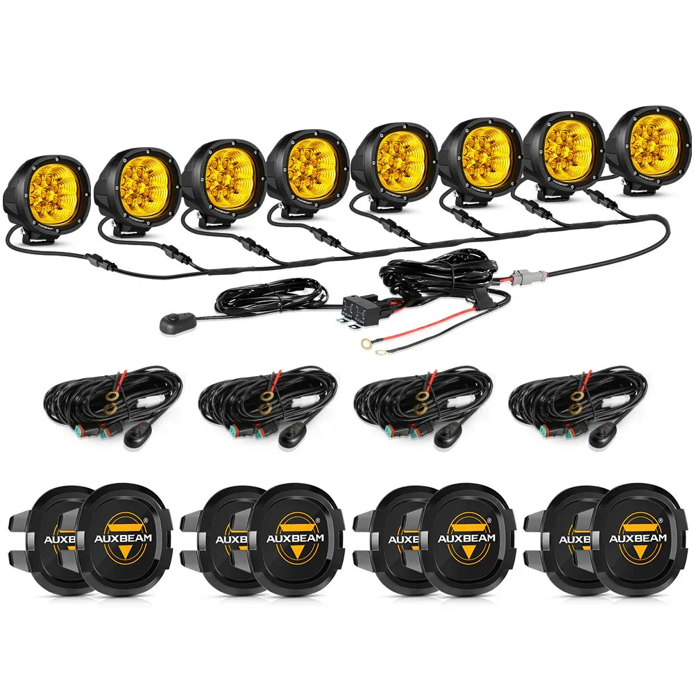 P4 série | 4 Inch 90W 9000LM Round LED Driving Lights Flood orange Pod Lights – vue 21