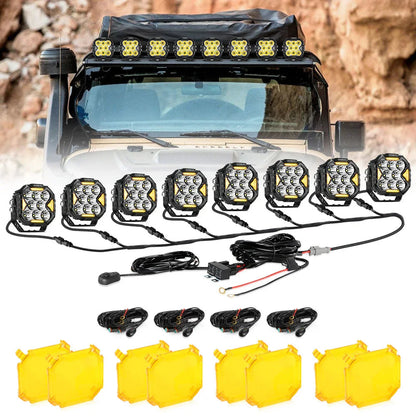 CUBE-Z série 4″ Projecteurs LED compacts tout-terrain avec blanc DRL & feux clignotants orange – vue 30 – NOVADOMIO
