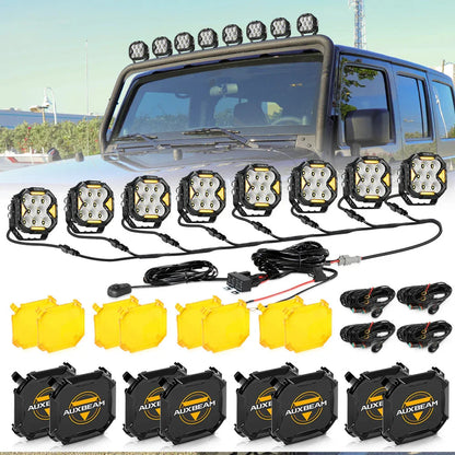 CUBE-Z série 4″ Projecteurs LED compacts tout-terrain avec blanc DRL & feux clignotants orange – vue 32 – NOVADOMIO