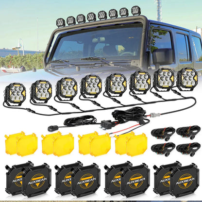 CUBE-Z série 4″ Combo Projecteurs LED compacts tout-terrain avec blanc DRL & feux clignotants orange – vue 18 – NOVADOMIO