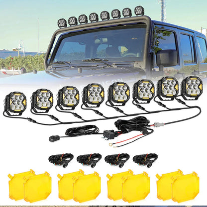 CUBE-Z série 4″ Projecteurs LED compacts tout-terrain avec blanc DRL & feux clignotants orange – vue 35 – NOVADOMIO