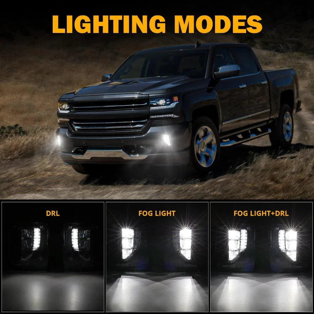 45W LED Fog Lights avec DRL pour 2016-2018 Chevy Silverado 1500 – vue 2