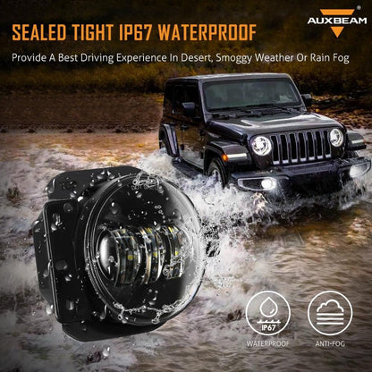 9″ rond 100 W phares LED avec DRL & 4″ 30 W LED antibrouillards pour 2018–2022 Jeep Wrangler JL, 2019–2022 Gladiator JT – vue