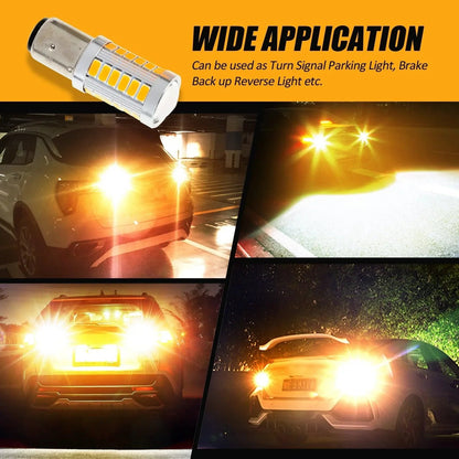 1157 BAY15D LED Side Maker/clignotant Rear/Front Light Bulbs 20W 4000LM 3500K orange 33LED série – 2 ampoules – vue 3