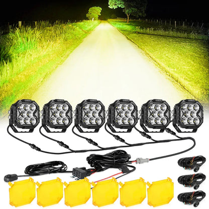 CUBE-Z série 4″ Projecteurs LED compacts tout-terrain avec blanc DRL & feux clignotants orange – vue 19 – NOVADOMIO