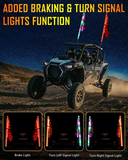 New LED RGB fouets LED avec clignotant & feu stop, Bluetooth APP/ télécommande – vue 3 – NOVADOMIO