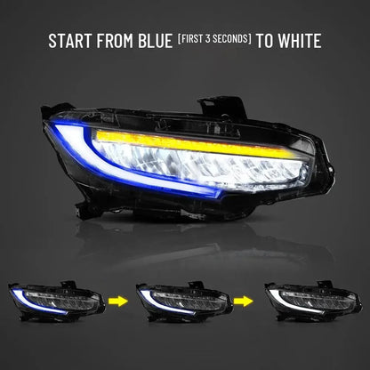 LED bloc optique avant Reflection Bowl chromé pour 2016–2021 Honda Civic 10th Gen (FC/FK) – vue 5 – NOVADOMIO