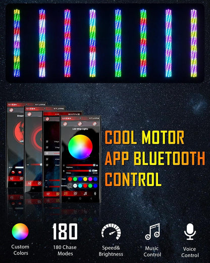 New 2.2FT LED RGB fouets LED avec clignotant & feu stop, Bluetooth APP/ télécommande – vue 4 – NOVADOMIO