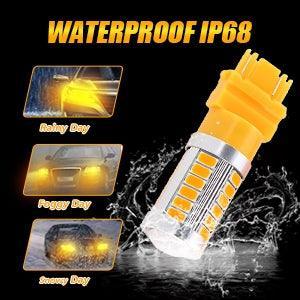 T25 3157 3156 Ampoules LED pour clignotants avant/arrière et feux latéraux 20W 4000LM 3500K orange 33LED série – 2 ampoules