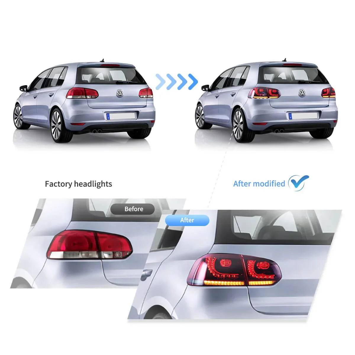 LED bloc de feux arrière avec orange Sequential clignotant pour 2008-2014 VW Golf 6th Gen Mk6 Hetchback – vue 10