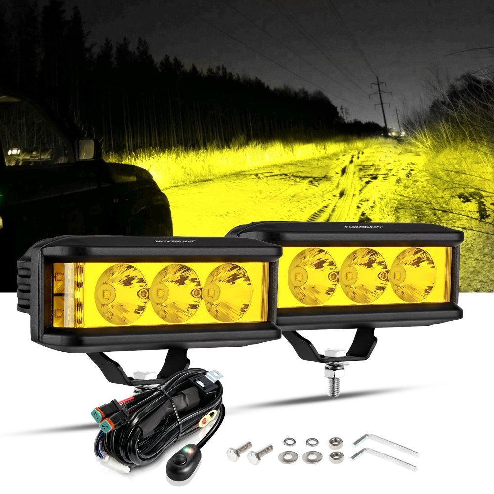 R5 série | 5 Inch 68W orange Square Side Shooter faisceau longue portée Projecteurs LED compacts Barres LED