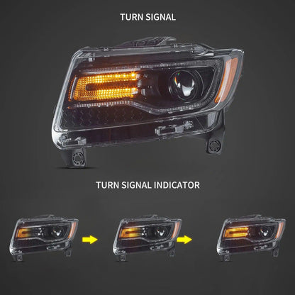 LED bloc optique avant Full LED avec Startup Animation/bleu DRL pour 2011–2013 Jeep Grand Cherokee (WK2) – vue 3 – NOVADOMIO