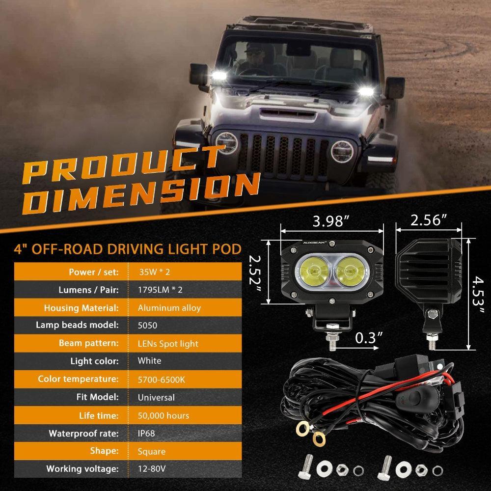 R4 série | 4 Inch 60W faisceau large LED Pods Light blanc Driving Light – vue 6