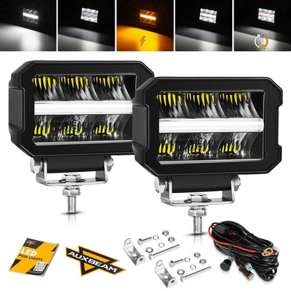4.5″ 120 W 13 920 lm projecteurs LED compacts avec blanc DRL & orange clignotant tout-terrain feu longue portée – NOVADOMIO
