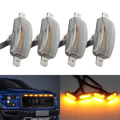 Lot de 4 LED avant feux de calandre de capot style Raptor orange éclairage pour pick-up tout-terrain SUV (orange Shell/