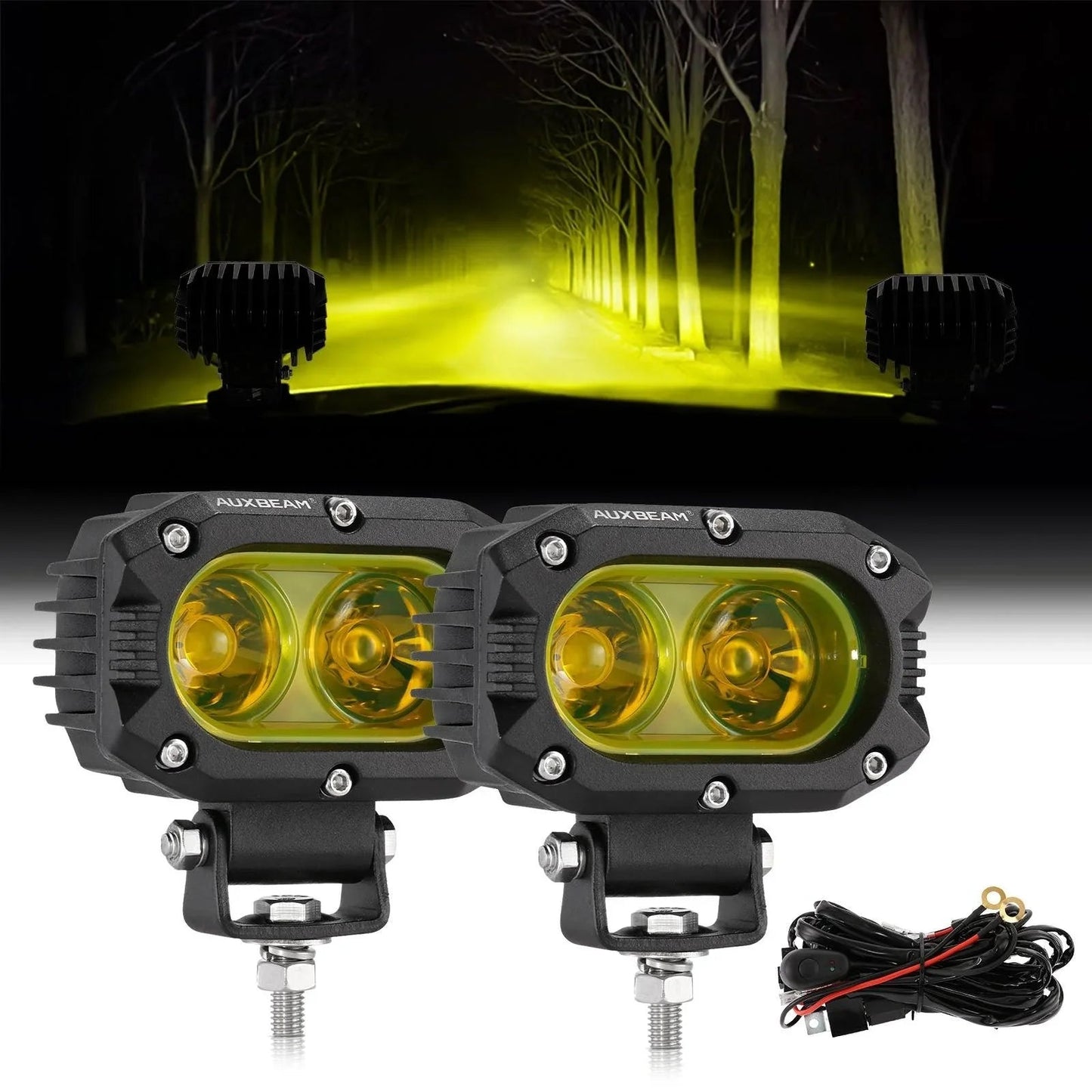 R4 série | 4 Inch 60W LED Pods Light faisceau large orange Light