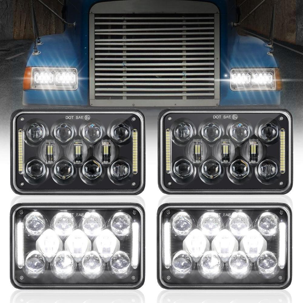 4x6 LED Headlights Rectangular Headlamps avec DRL High Low Beam DOT Approved Compatible avec Peterbil Kenworth Freightliner…