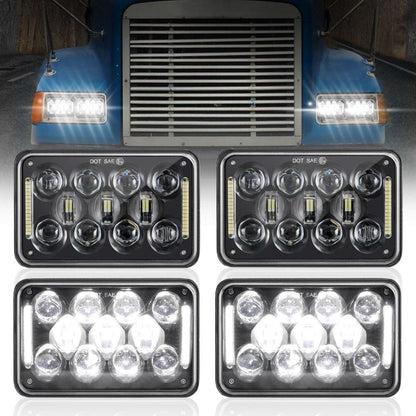 4×6 phares LED Rectangular phares avec DRL High feux de croisement homologation DOT pour Peterbil Kenworth Freightliner Ford