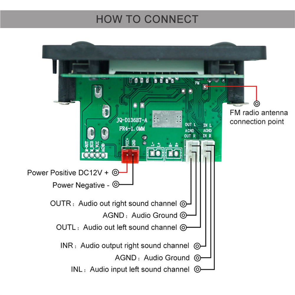 D136BT Bluetooth lecteur MP3 haut-parleur module MP3 carte décodeur avec Microphone – vue 4