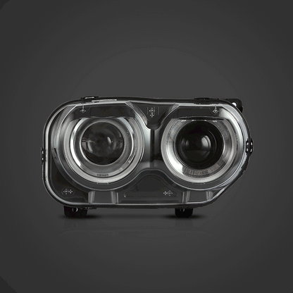 LED bloc optique avant projecteur double faisceau noir pour 2015–2023 Dodge Challenger 3th Gen Facelifted – vue 2 – NOVADOMIO