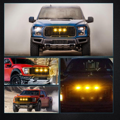 Lot de 3 LED avant feux de calandre style Raptor orange éclairage pour Ford F150 F250 F350 (orange shell/ boîtier fumé) – vue