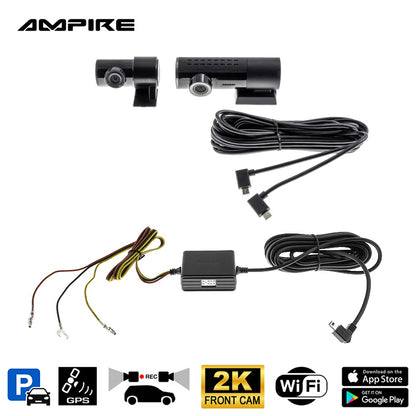 AMPIRE dual dashcam, 2K avant camera et AHD arrière camera, WLAN et GPS – vue 3 – NOVADOMIO