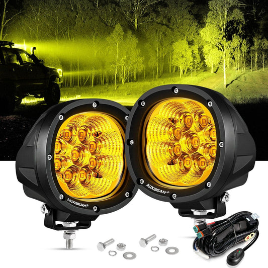 P4 série | 4 Inch 90W 9000LM Round LED Driving Lights Flood orange Pod Lights