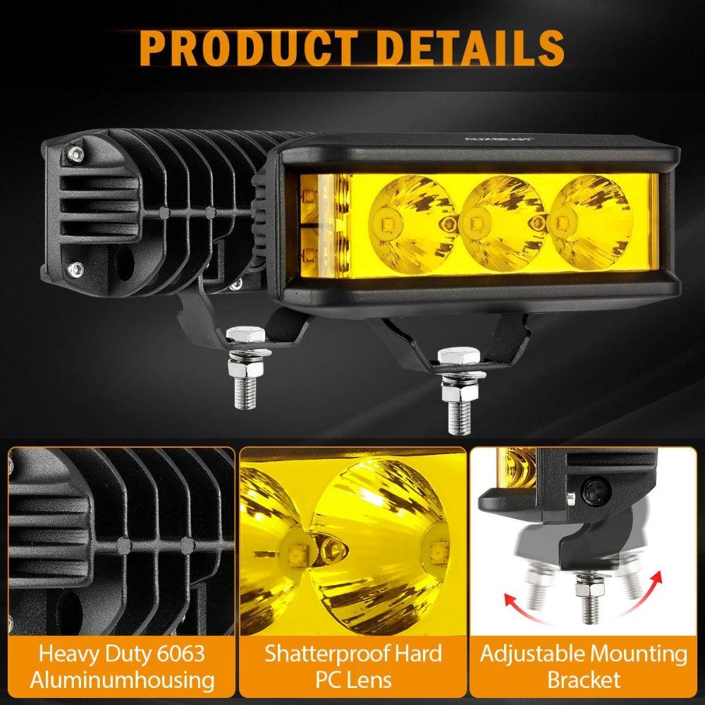 R5 série | 5 Inch 68W orange Square Side Shooter faisceau longue portée Projecteurs LED compacts Barres LED – vue 6