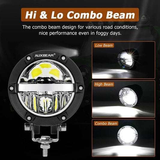 C4 série | 4″ 100 W rond tout-terrain LED feux longue portée faisceau combiné – vue 2 – NOVADOMIO