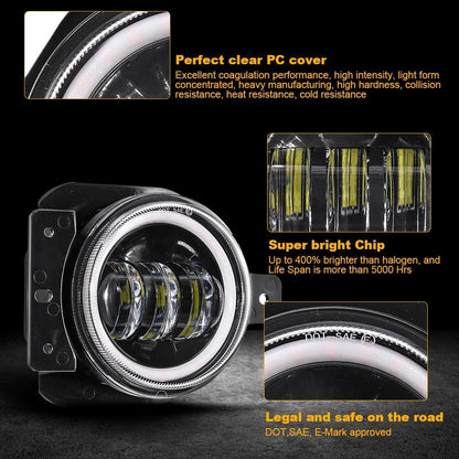 9″ rond 100 W phares LED avec DRL & 4″ 30 W LED antibrouillards pour 2018–2022 Jeep WRANGLER JL – vue 6 – NOVADOMIO