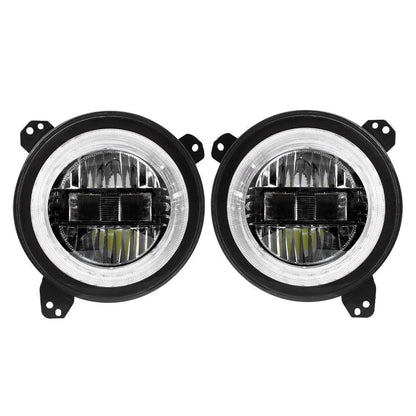 9″ phares LED avec DRL anneau Halo pour Jeep Wrangler JL 2018–2024 (homologation DOT) – NOVADOMIO