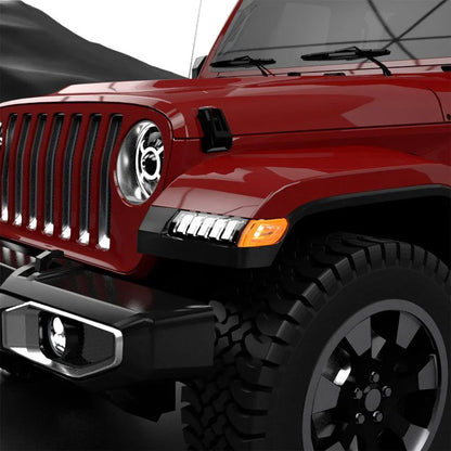 Upgraded extensions d’ailes feux, LED séquentiel clignotant clignotant avec DRL pour Jeep Wrangler JL Gladiator JT – vue 7