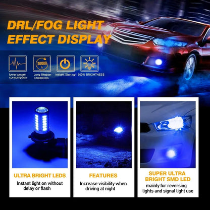 9006/HB4 Ampoules LED antibrouillard / DRL 50W 4000LM bleu profond 33LED série – 2 ampoules – vue 4 – NOVADOMIO