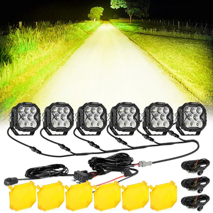 CUBE-Z série 4″ Projecteurs LED compacts tout-terrain avec blanc DRL & feux clignotants orange – vue 28 – NOVADOMIO