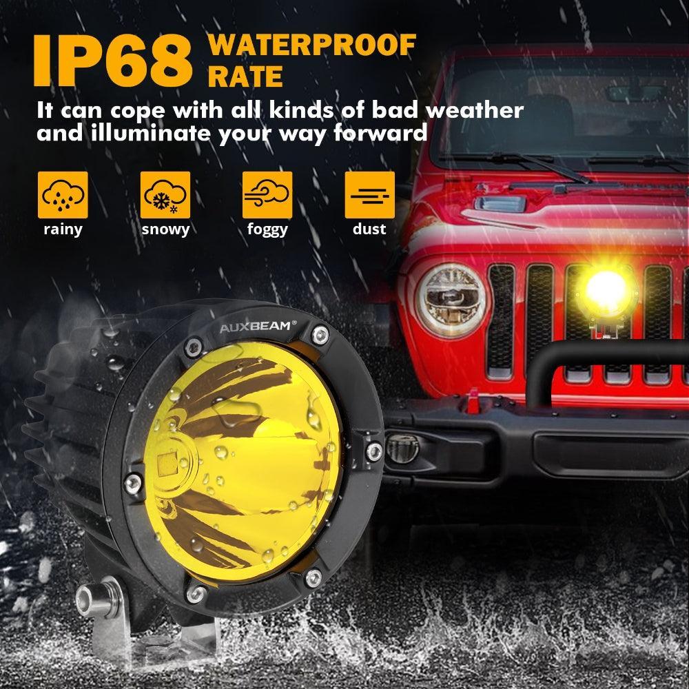 C4 série | 4 Inch 100W Spot Round LED Pods orange LED Driving Lights – vue 4
