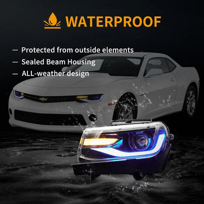 LED bloc optique avant RGB projecteur double faisceau noir pour 2014–2015 Chevrolet Camaro – vue 8 – NOVADOMIO