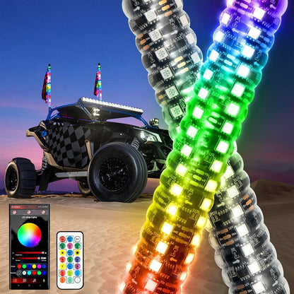 New 2.8FT LED RGB fouets LED avec clignotant & feu stop, Bluetooth APP/ télécommande – NOVADOMIO
