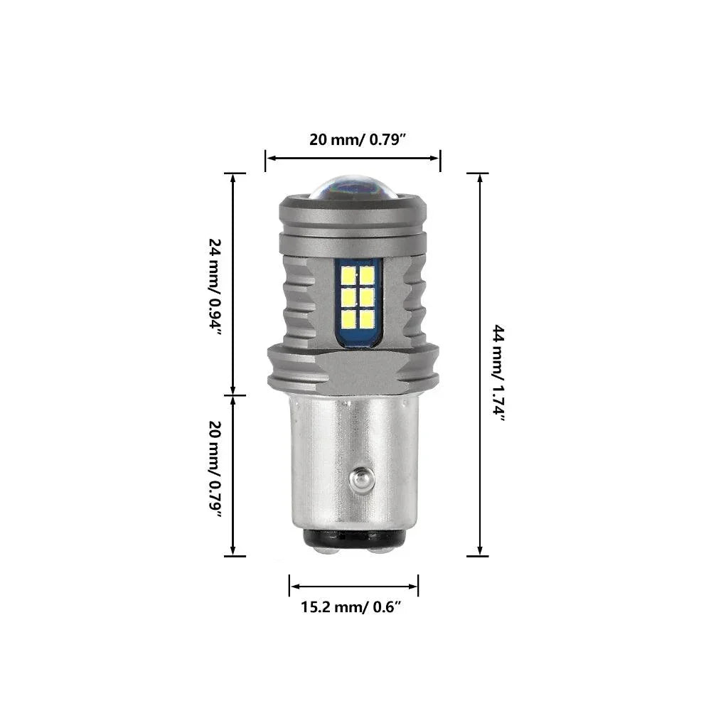 (2pcs/set) 1157/BAY15D Y2 série 3-Sides blanc froid LED Brake/Turn Single/Back-up/Side Maker/DRL – vue 3