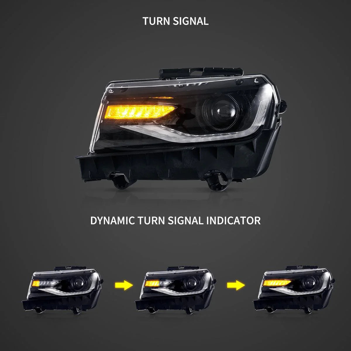 LED bloc optique avant RGB Dual Beam Projector noir pour 2014-2015 Chevrolet Camaro – vue 3