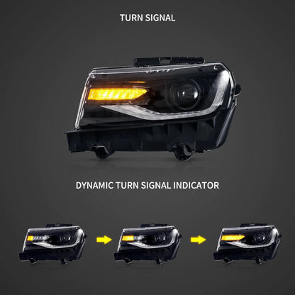 LED bloc optique avant RGB projecteur double faisceau noir pour 2014–2015 Chevrolet Camaro – vue 3 – NOVADOMIO